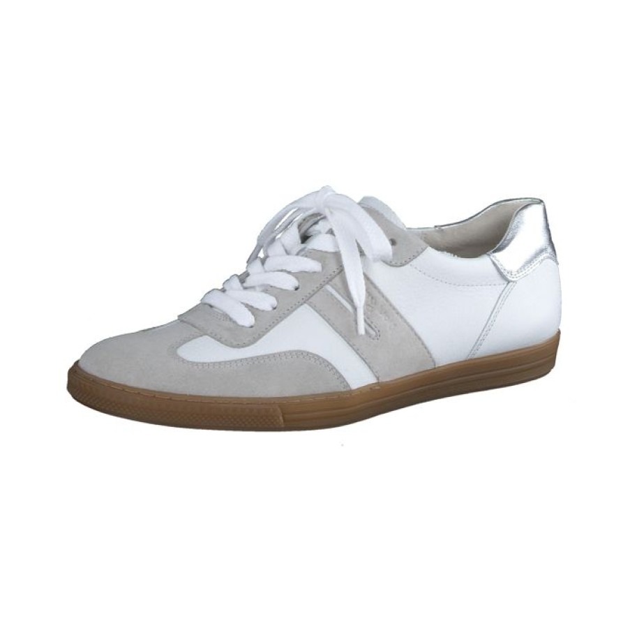 Paul Green Paul Green Pearl White & Grey Retro Trainer | Trainers