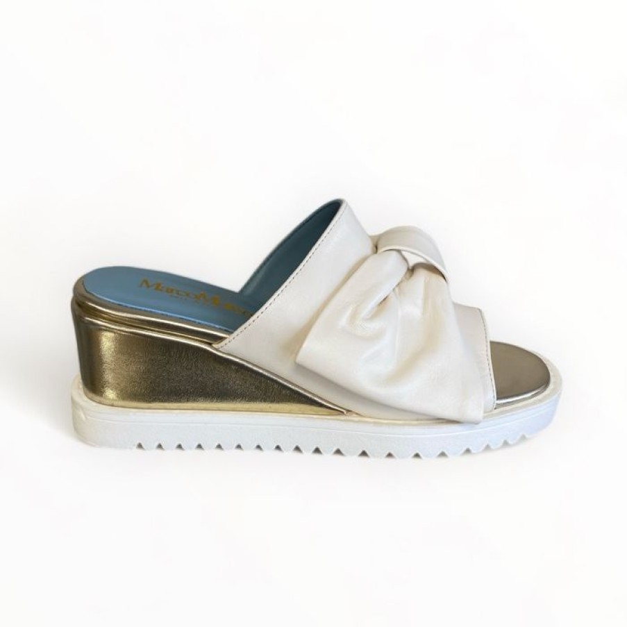 Marco Moreo Marco Moreo Cream & Gold Wedge Slider | Sandals