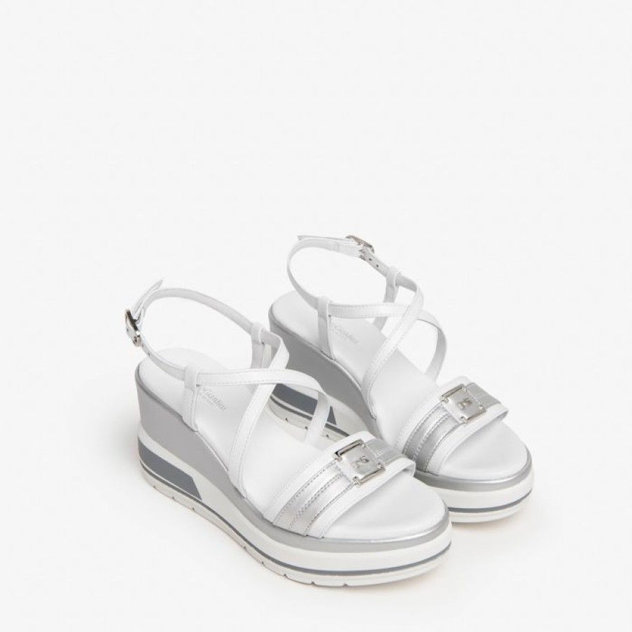 NeroGiardini Nerogiardini White And Silver Platform Sandal | Sandals