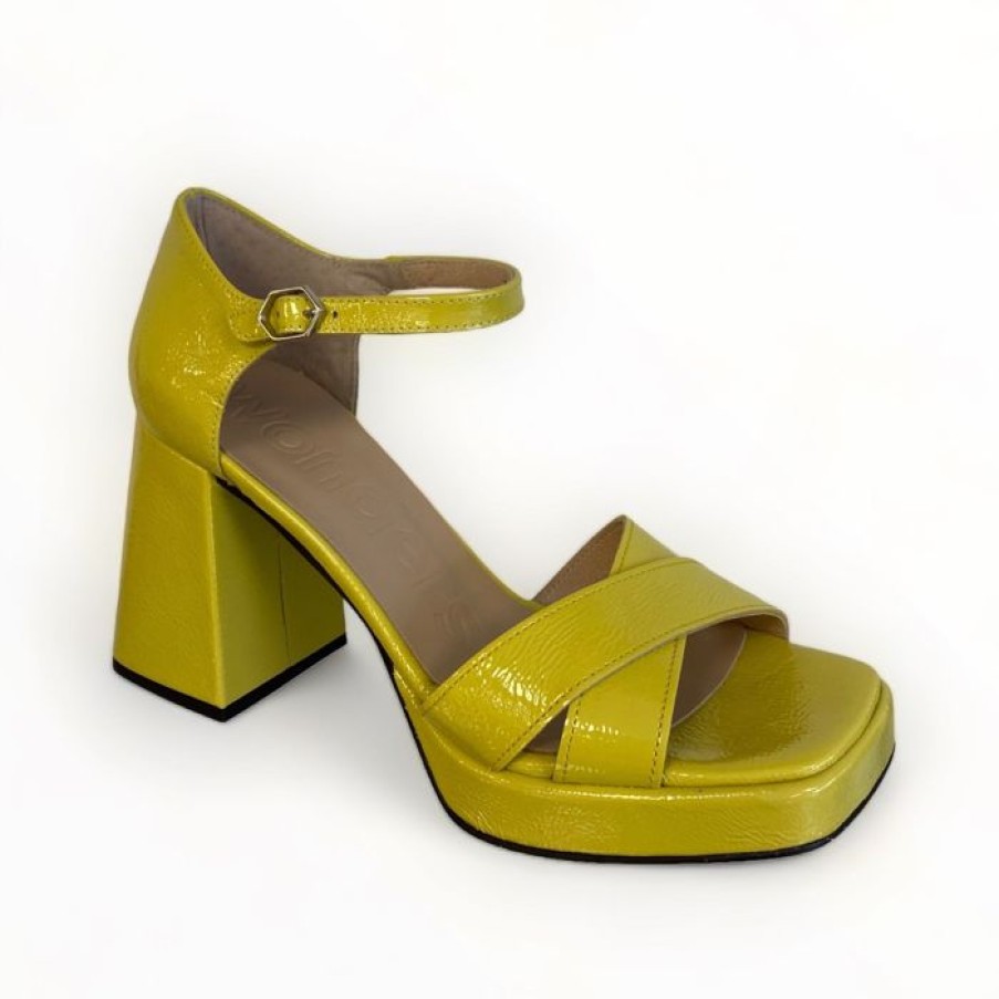 Wonders Wonders Julia Lime Patent Platform Sandal | High Heels