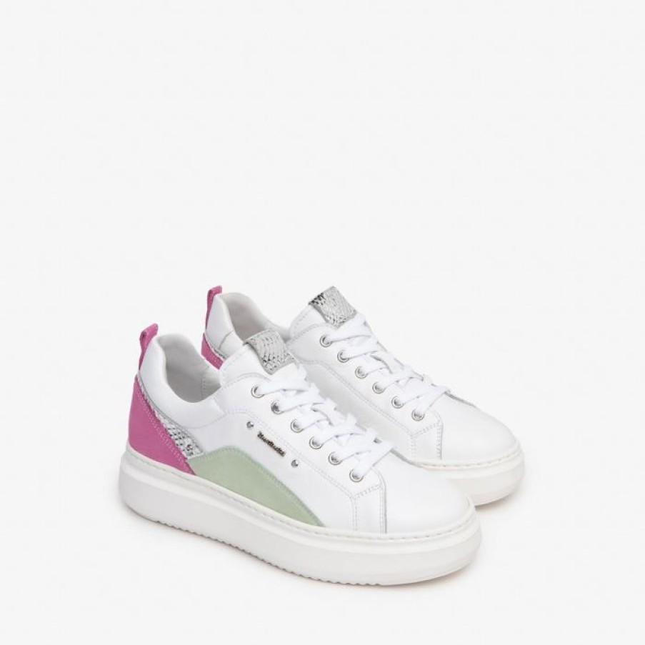 NeroGiardini Nerogiardini White/Pink & Green Trainer | Trainers