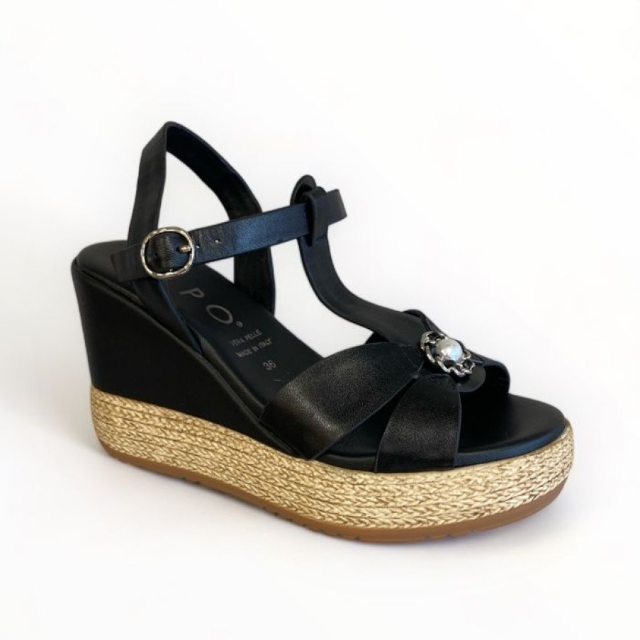 REPO Repo Black Leather Wedge Sandal | Sandals