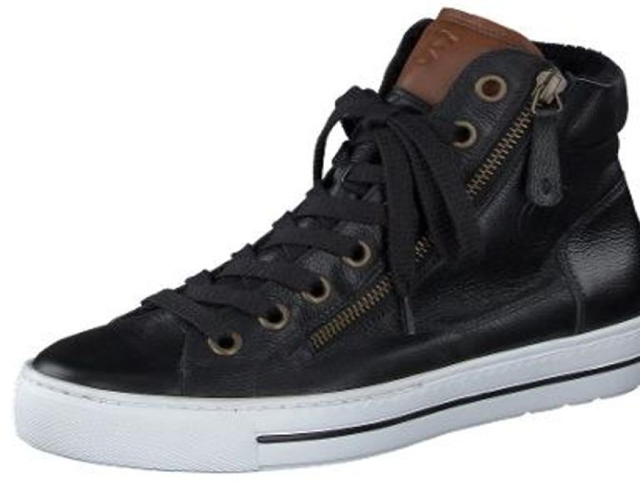 Paul Green Paul Green Black & Cognac Hi Top Trainer | Trainers