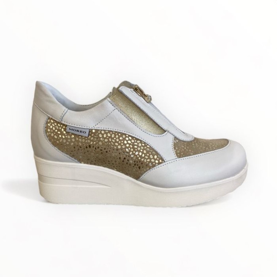 Marco Moreo Marco Moreo Lola White & Gold Mover | Wedges