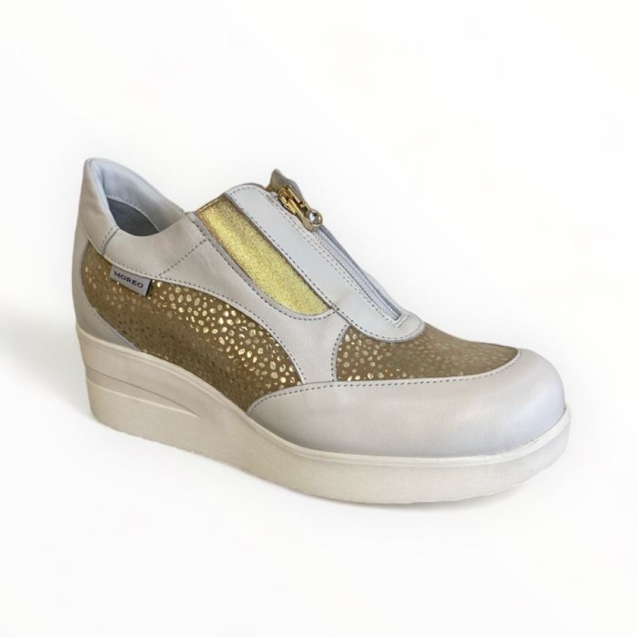 Marco Moreo Marco Moreo Lola White & Gold Mover | Wedges