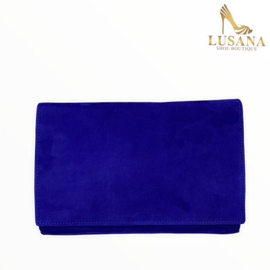 Marian Marian Electric Blue Suede Clutch Bag | Handbags