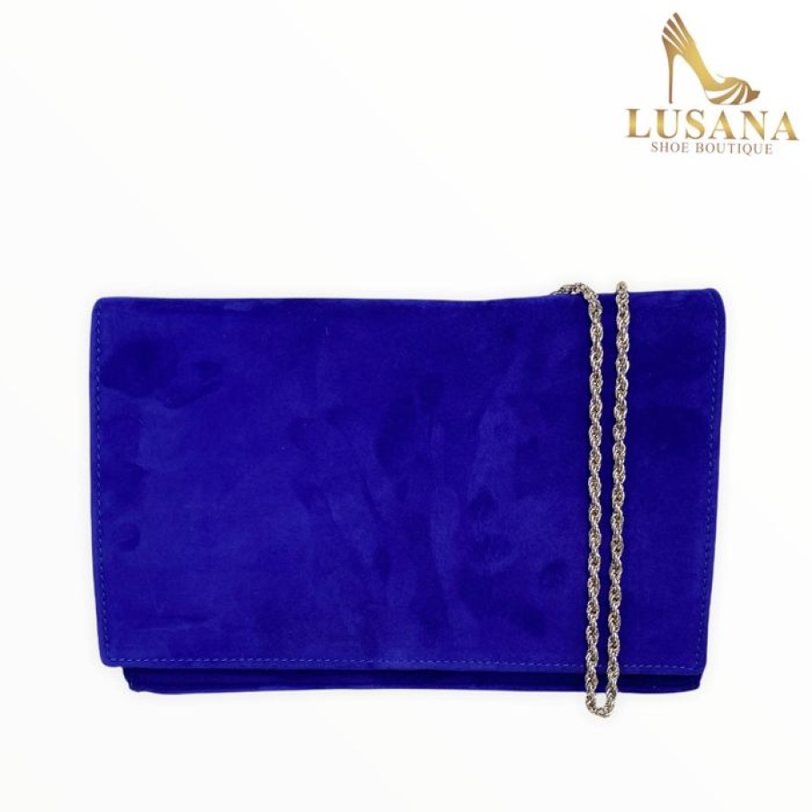 Marian Marian Electric Blue Suede Clutch Bag | Handbags