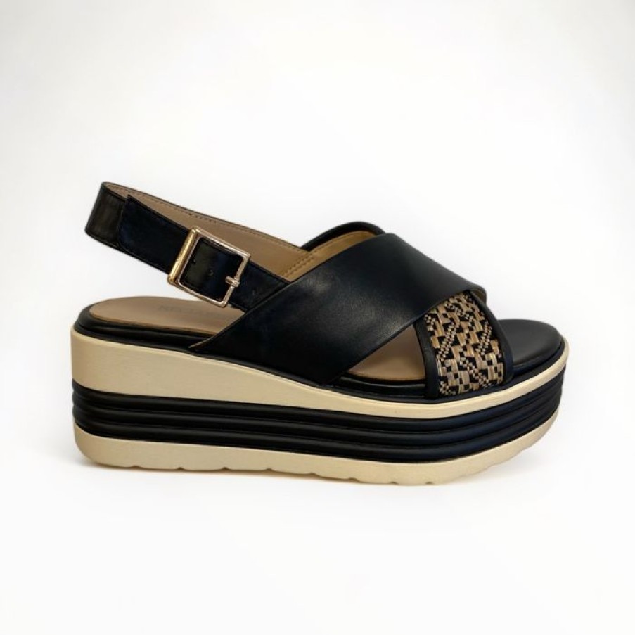 Regarde Le Ciel Regarde Le Ciel Sheyla Raffia Black | Sandals