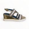 Marco Moreo Marco Moreo White/Taupe & Gold Wedge Sandal | Wedges