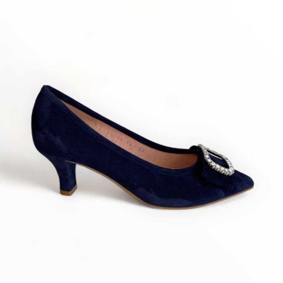 Le Babe Le Babe Navy Suede Shoe | Kitten Heels