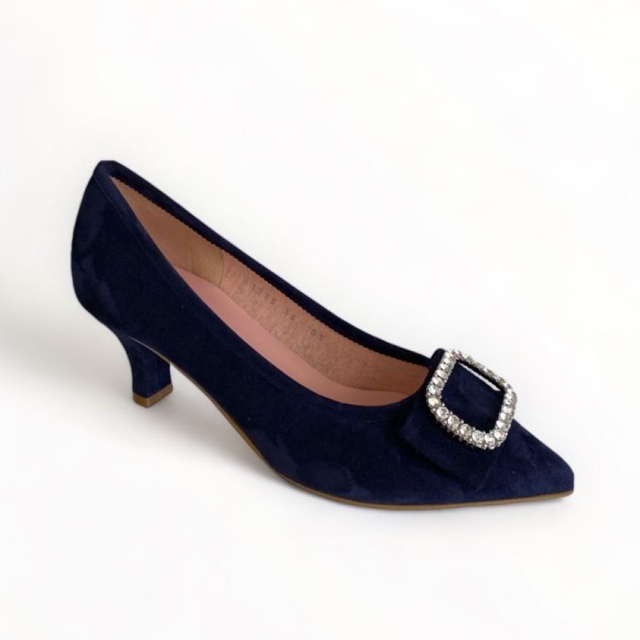 Le Babe Le Babe Navy Suede Shoe | Kitten Heels