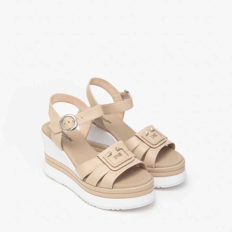 NeroGiardini Nerogiardini Nude Wedge Sandal | Sandals