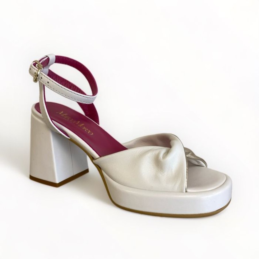 Marco Moreo Marco Moreo White Block Heel Sandal | Sandals