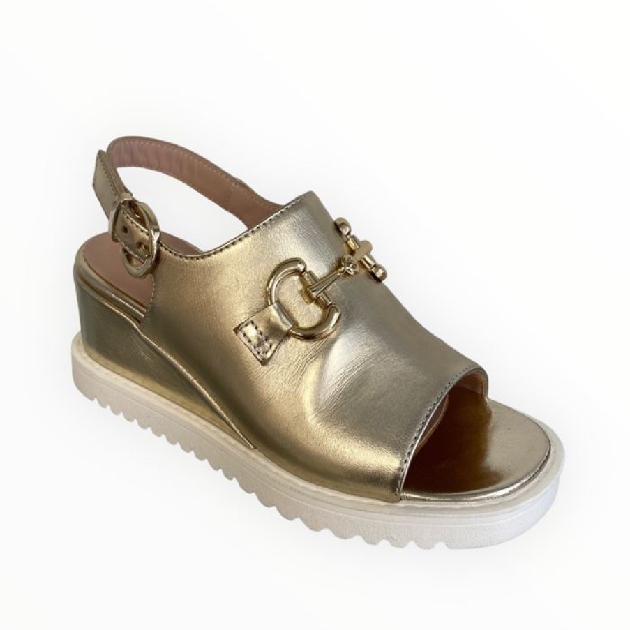 Marco Moreo Marco Moreo Gold Wedge Sandal | Sandals