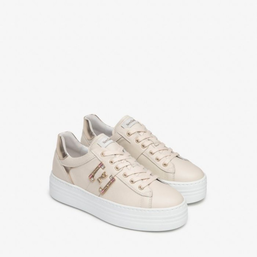 NeroGiardini Nerogiardini Beige Leather Trainer | Trainers