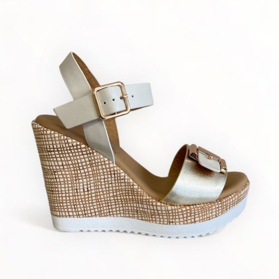 REPO Repo Gold & Cream Wedge Sandal | Wedges