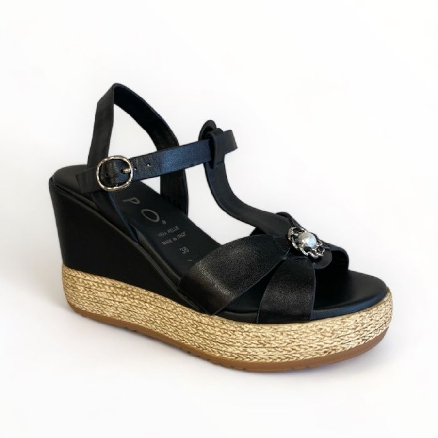 REPO Repo Black Leather Wedge Sandal | Wedges