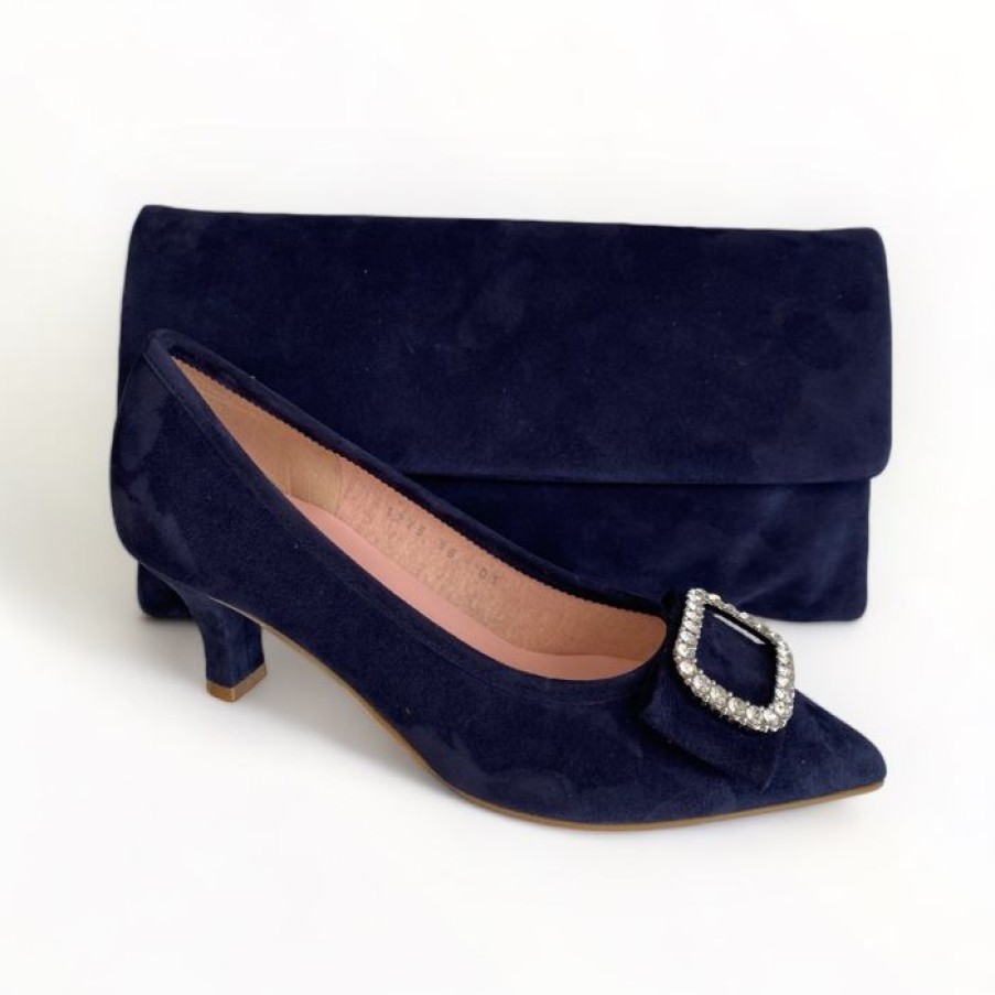 Le Babe Le Babe Navy Suede Clutch Bag | Handbags