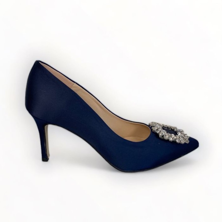 Marian Marian Navy Silk Shoe | High Heels