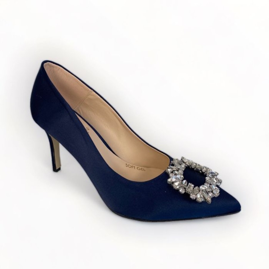 Marian Marian Navy Silk Shoe | High Heels