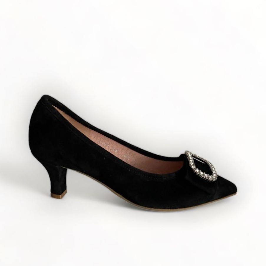 Le Babe Le Babe Black Suede Shoe | Kitten Heels