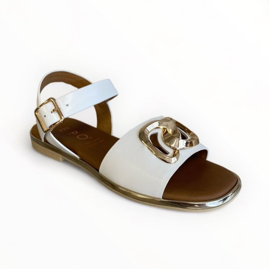 REPO Repo White Leather Flat Sandal | Sandals