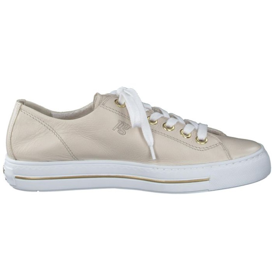 Paul Green Paul Green Cream & Gold Leather Trainer | Trainers