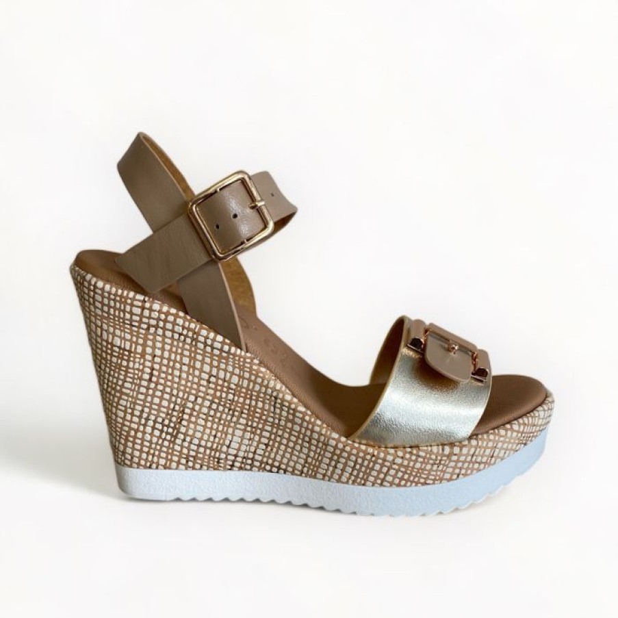 REPO Repo Gold & Beige Wedge Sandal | Wedges