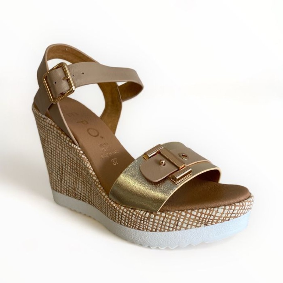 REPO Repo Gold & Beige Wedge Sandal | Wedges